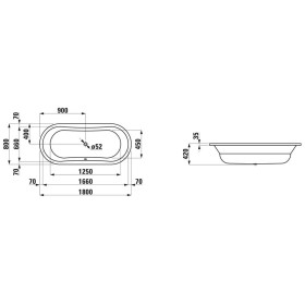 LAUFEN Thallium Duo Oval Einbau-Badewanne 180 cm