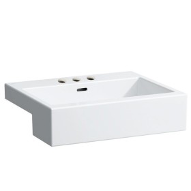 LAUFEN Living City Halbeinbauwaschtisch 55 cm mit Überlauf und 3 Hahnlöchern