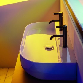 Lavabo d'appoggio LAUFEN Sonar 100 x 42 cm, con 1 foro rubinetto a sinistra e a destra