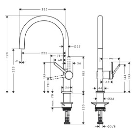 hansgrohe Talis M54 Einhebel-Küchenarmatur 220, Eco, 1jet