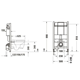 Élément de WC Duravit DuraSystem, Basic 99 cm, revêtement en poudre