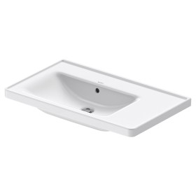 Duravit D-Neo Möbelwaschtisch 80 cm asymmetrisch, ohne Hahnloch, mit Überlauf, Ablage rechts