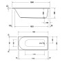 Duravit D-Neo Rechteck-Whirlwanne 180 x 80 cm, Einbauversion, Ab- und Überlauf am Fußende
