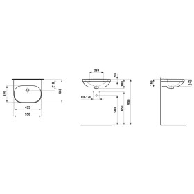 Lavabo LAUFEN LUA 55 x 46 cm senza foro rubinetto, con troppopieno, non incassabile