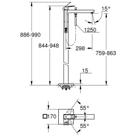 GROHE Eurocube Einhand-Wannenbatterie DN 15, Bodenmontage