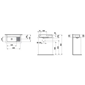 Vasque à poser LAUFEN Val Compact 60 x 31,5 cm, sans trou de robinet, avec trop-plein