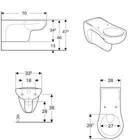 Geberit Vitalis Tiefspüler, verlängerte Ausladung