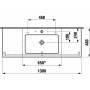 LAUFEN Living Square Waschtisch 130 cm , kleines Becken mit 3 Hahnlöchern