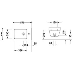 Duravit Vero Air Bidet mural avec 1 trou de robinet 37 x 57 cm