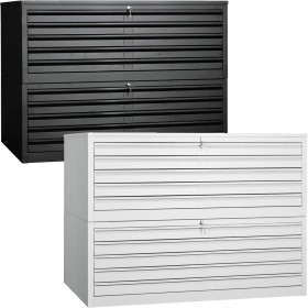 Wolfstahl Planschrank stahl 10 Schubladen 113 x 83 x 105 cm A1 lichtgrau - schwarz