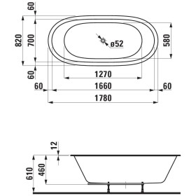 LAUFEN Il Bagno Alessi Einbau-Badewanne 178 x 82 cm, mit Beleuchtung