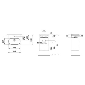 Lavabo à main LAUFEN LUA 45 x 35 cm avec trou pour robinet, sans trop-plein