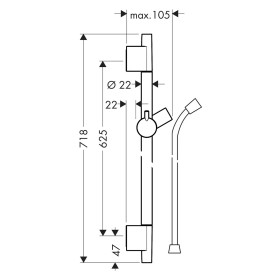 Barre de douche hansgrohe Unica S Puro 65 cm