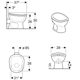Geberit Bambini Stand-WC für Babys und Kleinkinder, Tiefspüler