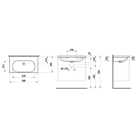 Vasque LAUFEN LUA 80 x 46 cm sans trou de robinet, sans trop-plein