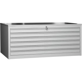 Wolfstahl Planschrank stahl 6 Schubladen 113 x 83 x 105 cm A0 lichtgrau