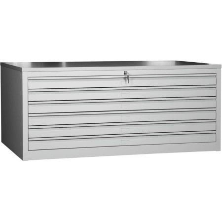 Wolfstahl Planschrank stahl 6 Schubladen 113 x 83 x 105 cm A0 lichtgrau