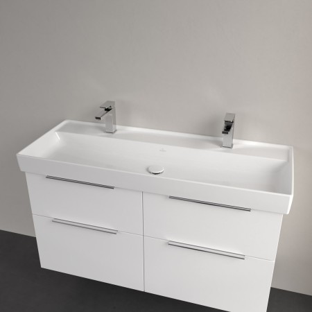 Villeroy & Boch Taro Waschtisch 120 cm mit CeramicPlus Beschichtung, 2 Hahnlöcher, ohne Überlauf
