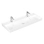 Villeroy & Boch Taro Waschtisch 120 cm mit CeramicPlus Beschichtung, 2 Hahnlöcher, ohne Überlauf