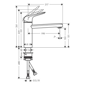 hansgrohe Focus M42 Einhebel-Küchenarmatur 120 CoolStart, Eco, 1jet