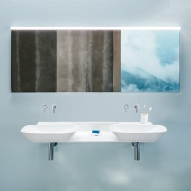 LAUFEN INO Doppelwaschtisch unterbaufähig 142 x 45 cm mit Ablage mittig, ohne Überlauf, ohne Hahnlöcher