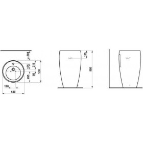 LAUFEN Lavabo Alessi 53 cm senza foro per rubinetto