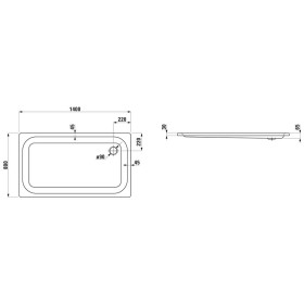 Receveur de douche LAUFEN Platina XXL 140 x 80 cm sans revêtement antidérapant