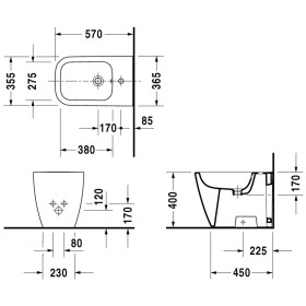 Duravit Happy D.2 Bidet sur Pied Back to Wall