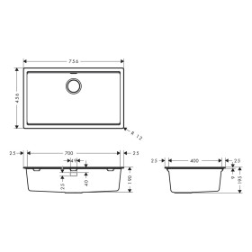 Évier encastrable hansgrohe S53 S530-U700 700 avec bonde manuelle