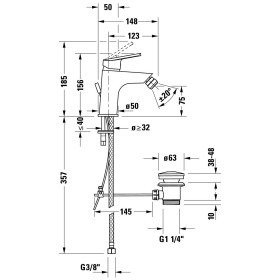 Miscelatore monocomando bidet Duravit No. 1, con set di asta di scarico