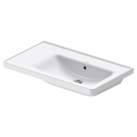 Duravit D-Neo Möbelwaschtisch 80 cm asymmetrisch, ohne Hahnloch, mit Überlauf, Ablage links