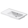 Duravit D-Neo Möbelwaschtisch 80 cm asymmetrisch, ohne Hahnloch, mit Überlauf, Ablage links