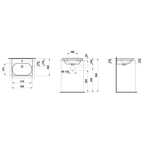 Lavabo surélevé LAUFEN LUA 55 x 46 cm 1 trou de robinet, avec trop-plein