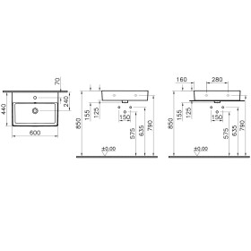 Lavabo d'appoggio VitrA Options Nuo 60 cm con troppopieno, satinato