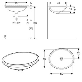 Geberit VariForm Unterbauwaschtisch 56 x 46 cm, oval