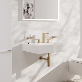 hansgrohe Tecturis E 3-Loch Waschtischarmatur 150 wassersparend+ mit Push-Open Ablaufgarnitur