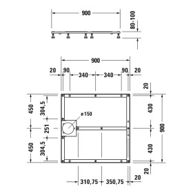 Duravit Fußgestell für Stonetto Duschwanne 90 x 90 cm