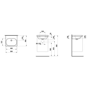 Lavabo d'appoggio LAUFEN LUA 50 x 46 cm senza foro per rubinetto, con troppopieno
