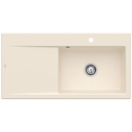 Villeroy & Boch Subway Style 60 FLAT flächenbündige Spüle, Ablaufgarnitur mit Handbetätigung, Becken rechts