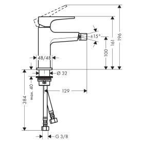hansgrohe Metropol Einhebel-Bidetmischer mit Hebelgriff und Push-Open Ablaufgarnitur