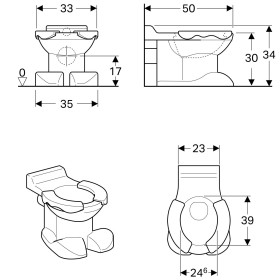 Geberit Bambini Stand-WC für Kinder mit Sitzauflagen, Tiefspüler