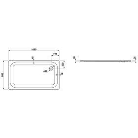 Receveur de douche LAUFEN Platina XXL 140 x 80 cm sans revêtement antidérapant