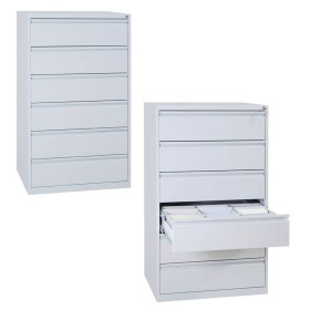 Wolfstahl Karteischrank stahl 6 Schubladen 76 x 62 x 132 cm lichtgrau