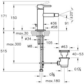 Miscelatore monocomando bidet VitrA Origin con scarico