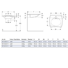 Geberit Vitalis Waschtisch 55 x 55 cm barrierefrei