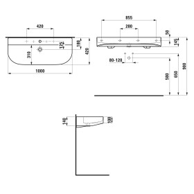 Lavabo encastrable LAUFEN Sonar 100 x 42 cm, sans trou de robinet