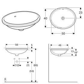 Geberit VariForm Unterbauwaschtisch 56 x 46 cm, oval