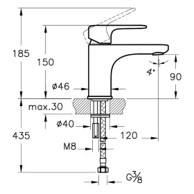 Miscelatore monocomando per lavabo VitrA Root Round S senza piletta di scarico