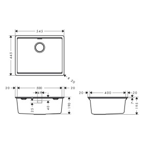 hansgrohe S53 S530-F500 Einbauspüle 500 mit manueller Ablaufgarnitur