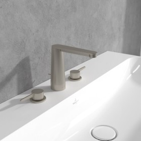 Villeroy & Boch Conum Dreiloch-Waschtischarmatur mit Zugstangen-Ablaufgarnitur